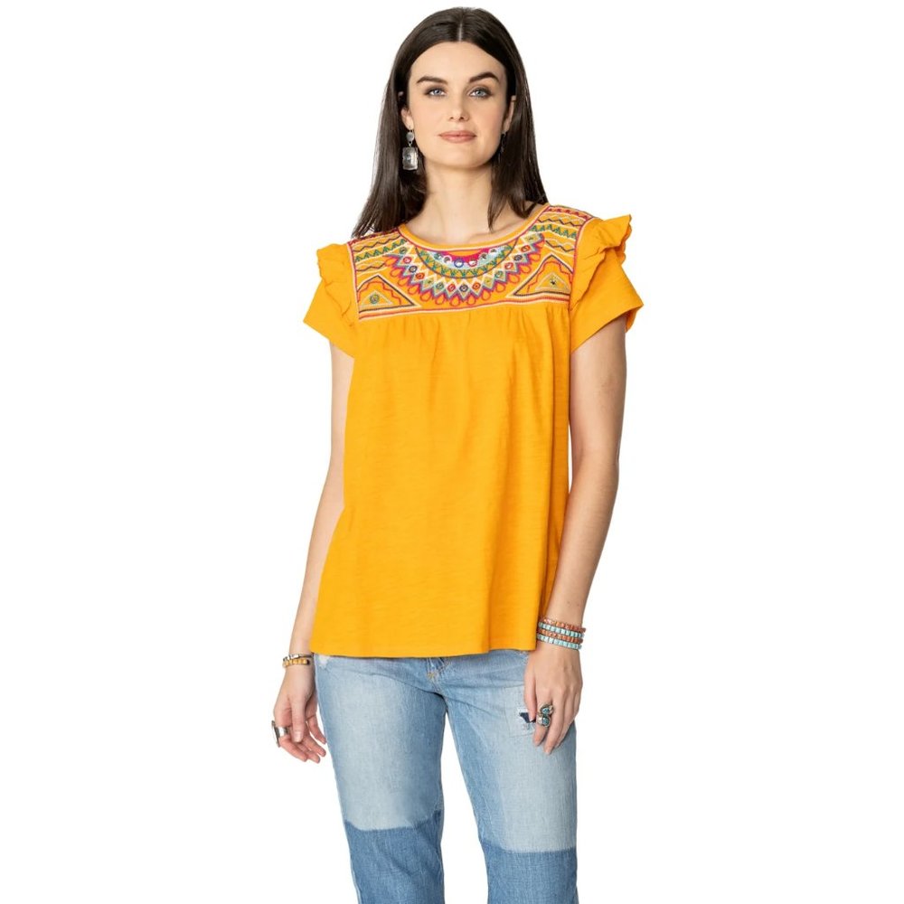 NWT Double D Ranch Palomita Apricot Top Bohemian Boho Western Casual